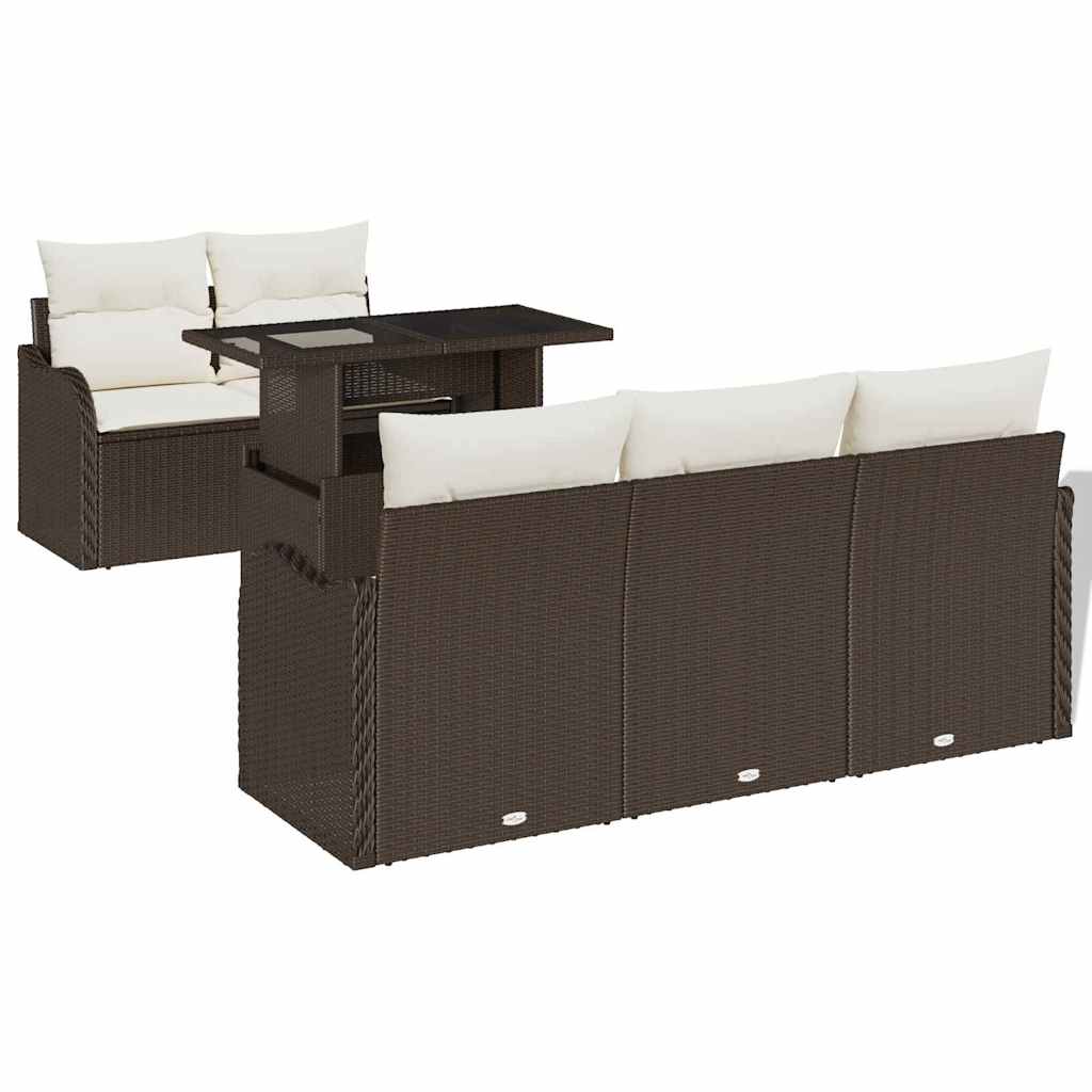 Gartensofa-set mit Kissen 6 pcs Braun Poly-Rattan