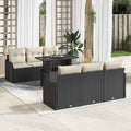 Gartensofa-set mit Kissen 7 pcs Schwarz und Creme Poly-Rattan