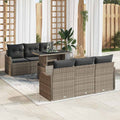 Gartensofa-set mit Kissen 7 pcs Grau Poly-Rattan