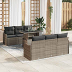 Gartensofa-set mit Kissen 7 pcs Grau Poly-Rattan