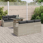 Gartensofa-set mit Kissen 7 pcs Hellgrau Poly-Rattan