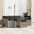 Gartensofa-set mit Kissen 7 pcs Grau und Dunkelgrau Poly-Rattan