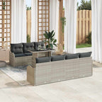 Gartensofa-set mit Kissen 8 pcs Hellgrau Poly-Rattan