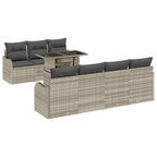 Gartensofa-set mit Kissen 8 pcs Hellgrau Poly-Rattan