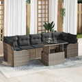 Gartensofa-set mit Kissen 8 pcs Grau Poly-Rattan