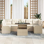 Gartensofa-set mit Kissen 8 pcs Beige Poly-Rattan