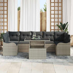 Gartensofa-set mit Kissen 8 pcs Hellgrau und Grau Poly-Rattan