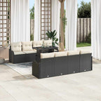 Gartensofa-set mit Kissen 7 pcs Schwarz Poly-Rattan