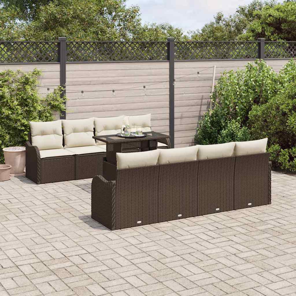 Gartensofa-set mit Kissen 7 pcs Braun Poly-Rattan