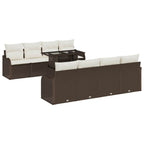 Gartensofa-set mit Kissen 7 pcs Braun Poly-Rattan