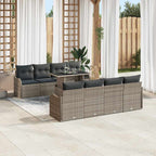 Gartensofa-set mit Kissen 7 pcs Grau Poly-Rattan