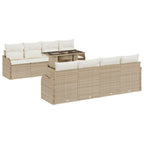 Gartensofa-set mit Kissen 7 pcs Beige Poly-Rattan