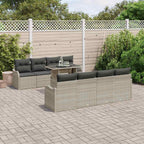 Gartensofa-set mit Kissen 7 pcs Hellgrau Poly-Rattan