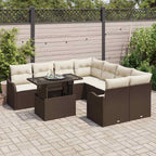 Gartensofa-set mit Kissen 9 pcs Braun Poly-Rattan