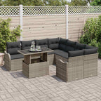 Gartensofa-set mit Kissen 9 pcs Grau Poly-Rattan