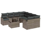 Gartensofa-set mit Kissen 9 pcs Grau Poly-Rattan