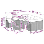 Gartensofa-set mit Kissen 9 pcs Hellgrau Poly-Rattan