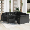 Gartensofa-set mit Kissen 9 pcs Schwarz Poly-Rattan