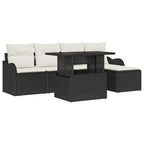 Sitzgruppe für den Outdoor mit Kissen 6 pcs Schwarz Poly Rattan