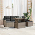 Sitzgruppe für den Outdoor mit Kissen 6 pcs Grau Poly Rattan