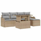 Sitzgruppe für den Outdoor mit Kissen 6 pcs Beige Poly Rattan