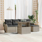 Sitzgruppe für den Outdoor 6 pcs Hellgrau Poly Rattan