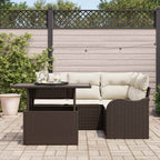 Outdoortisch-Set mit Kissen 5 pcs Braun Poly Rattan