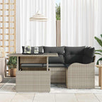 Outdoortisch-Set mit Kissen 5 pcs Hellgrau Poly Rattan