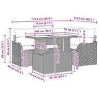 Outdoortisch-Set mit Kissen 5 pcs Hellgrau Poly Rattan