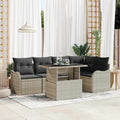 Essgruppe mit Kissen 6 pcs Hellgrau Poly Rattan