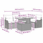 Essgruppe mit Kissen 6 pcs Hellgrau Poly Rattan