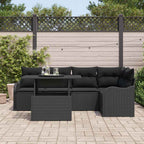 Essgruppe mit Kissen 6 pcs Schwarz Poly Rattan