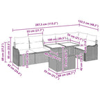 Sofa Set mit Kissen 7 pcs Schwarz Poly Rattan