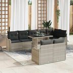 Lounge-Set mit Kissen 9 pcs Hellgrau Poly Rattan