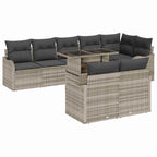 Lounge-Set mit Kissen 9 pcs Hellgrau Poly Rattan