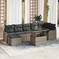 Garten-Sofa-Set mit Kissen 8 pcs Grau Poly Rattan