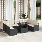 Garten-Sofa-Set mit Kissen 10 pcs Schwarz Poly Rattan