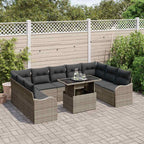 Garten-Sofa-Set mit Kissen 10 pcs Grau Poly Rattan