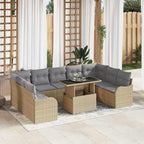 Garten-Sofa-Set mit Kissen 10 pcs Beige Poly Rattan