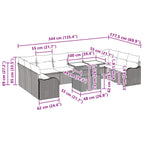 Garten-Sofa-Set mit Kissen 11 pcs Braun Poly Rattan