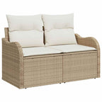 Gartensofa-set mit Kissen 11 pcs Beige Poly Rattan