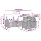 Gartensofa-set mit Kissen 5 pcs Schwarz Poly-Rattan