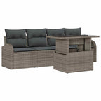 Gartensofa-set mit Kissen 5 pcs Grau Poly-Rattan