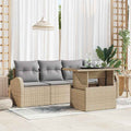 Gartensofa-set mit Kissen 5 pcs Beige Poly-Rattan
