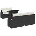 Gartensofa-set mit Kissen 6 pcs Schwarz Poly Rattan