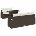 Gartensofa-set mit Kissen 6 pcs Braun Poly Rattan