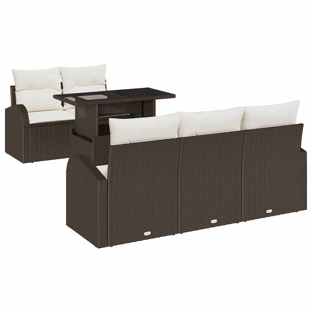 Gartensofa-set mit Kissen 6 pcs Braun Poly Rattan
