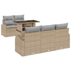 Gartensofa-set mit Kissen 6 pcs Beige Poly Rattan