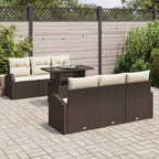 Gartensofa-set mit Kissen 7 pcs Braun Poly Rattan