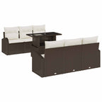 Gartensofa-set mit Kissen 7 pcs Braun Poly Rattan